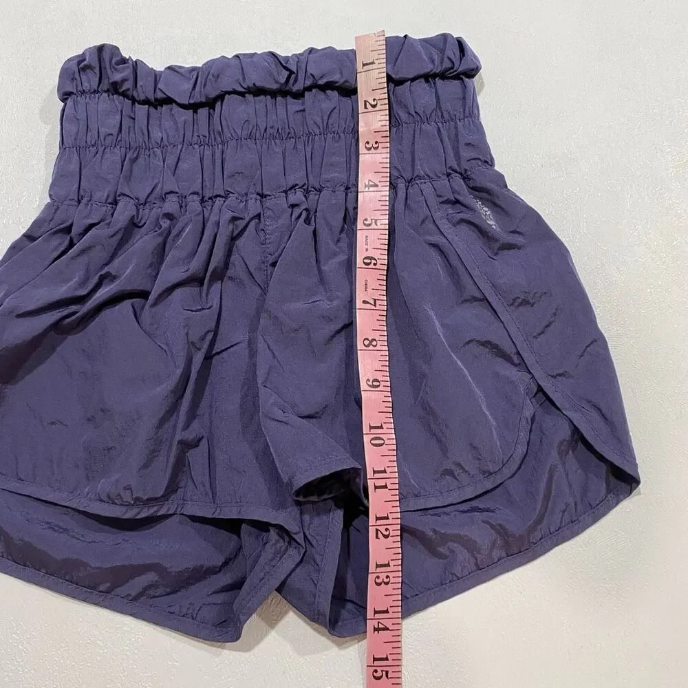 Free People FP Movement Purple Smocked Running Shorts XS High Rise Athletic